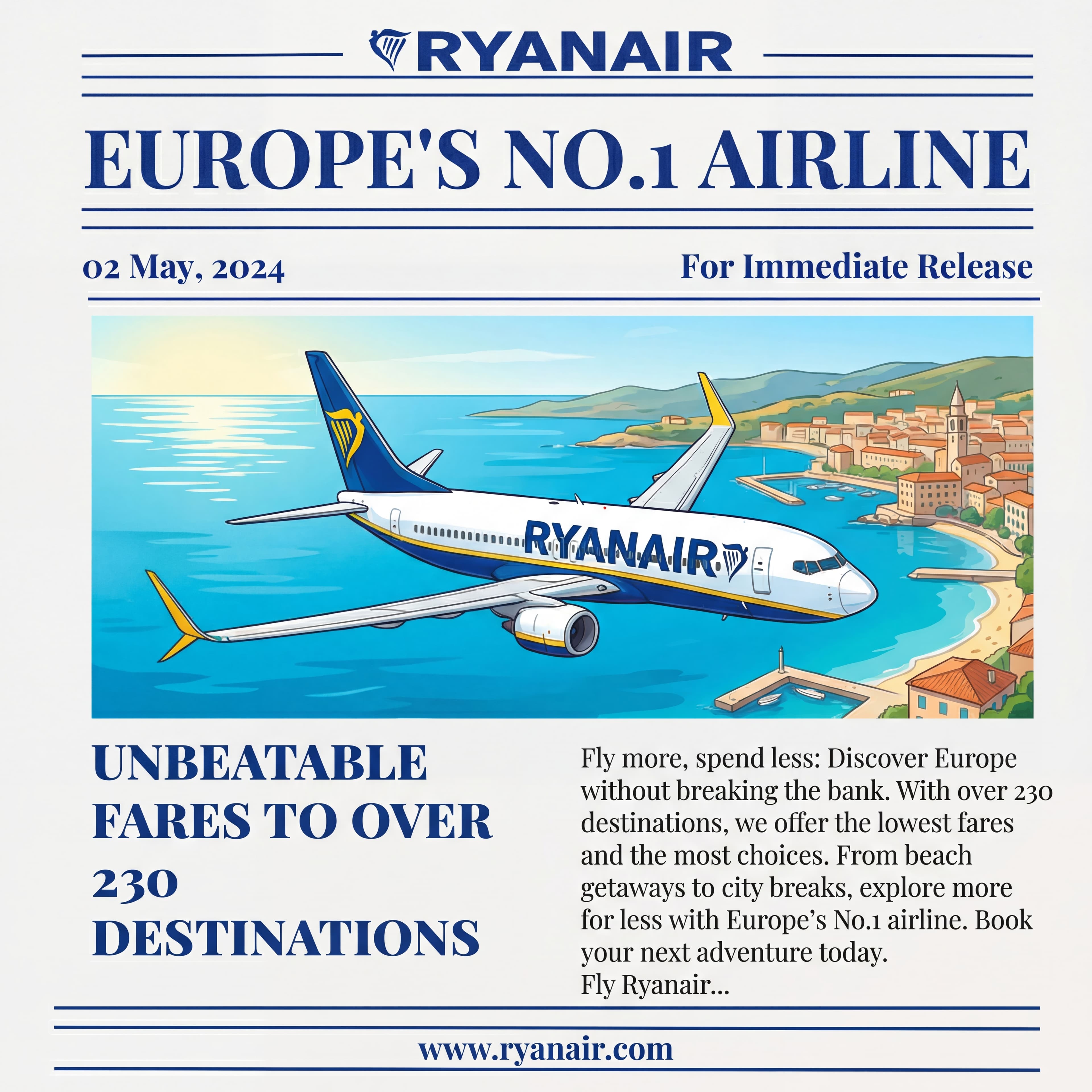Ryanair airline ad campaign generated with Brinx